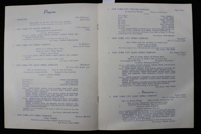 1957 MAY 20 THE NEW YORK CITY CENTER SHOWCASE PROGRAM - K 2292