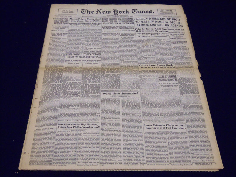 1945 DEC 8 NEW YORK TIMES - FOREIGN MINISTERS OF BIG 3 TO MEET IN MOSCOW- NT 252