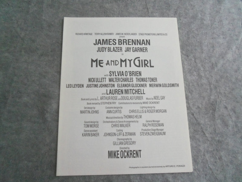 1989 ME AND MY GIRL BROADWAY PROGRAM - JAMES BRENNAN - JUDY BLAZER - J 7680