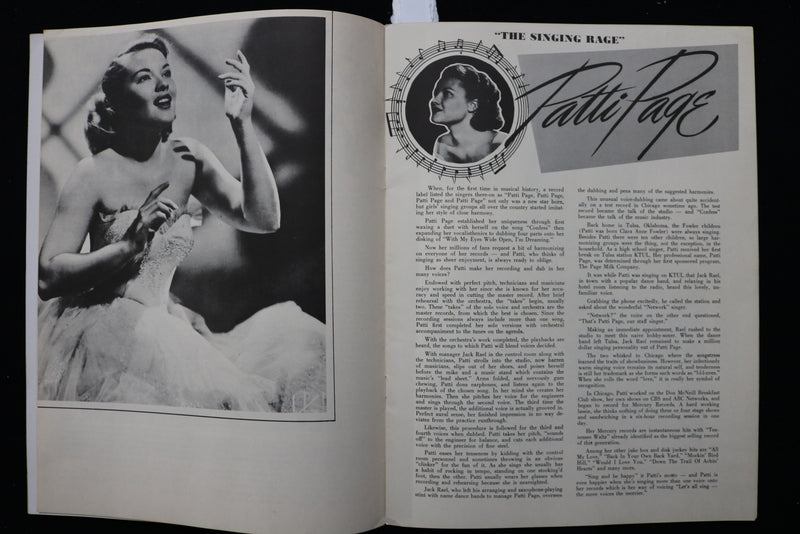 1952 THE BIGGEST SHOW OF '52 PROGRAM - PATTI PAGE - K 2265