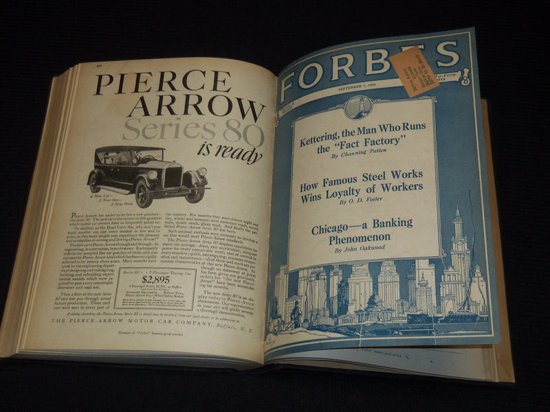 1924 APRIL 12-SEPTEMBER 15 FORBES MAGAZINE BOUND VOLUME - NICE ADS - R 10G