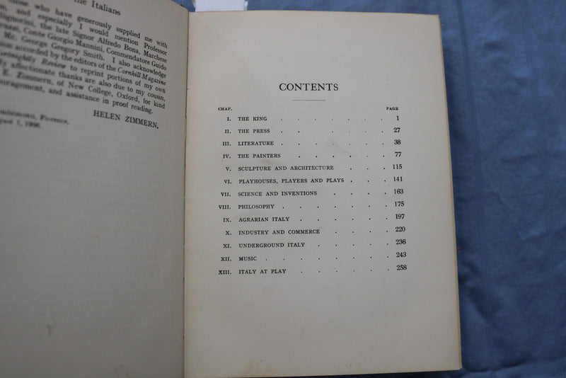 1908 ITALY OF THE ITALIANS HARDCOVER BOOK BY HELEN ZIMMERN- KD 9487