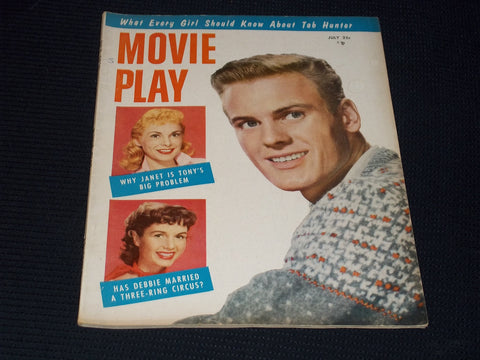 1956 JULY MOVIE PLAY MAGAZINE - TAB HUNTER FRONT COVER - E 14247