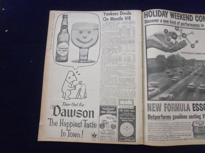 1958 JULY 2 BOSTON DAILY RECORD NEWSPAPER - GOLDFINE BALK AT QUIZ LOOMS- NP 6345