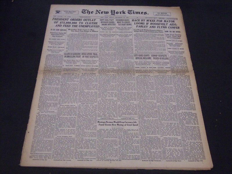 1933 SEPTEMBER 22 NEW YORK TIMES - RACE BY M'KEE FOR MAYOR LOOMS - NT 5183