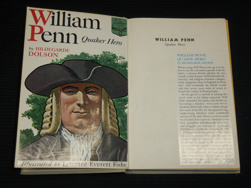 1961 WILLIAM PENN QUARTER HERO HARDCOVER BOOK BY HILDEGARDE DOLSON - KD 7300