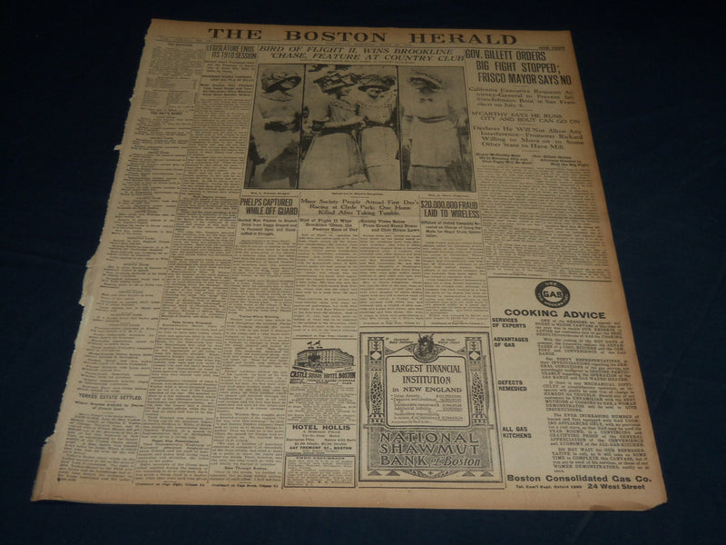 1910 JUNE 16 THE BOSTON HERALD - BIRD OF FLIGHT II WINS BROOKLINE CHASE - BH 352