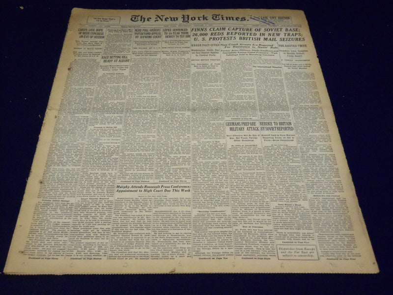 1940 JANUARY 3 NEW YORK TIMES - LEPKE SENTENCED TO 14 YEAR TERM - NT 2675