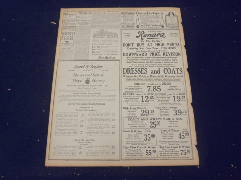 1920 NOVEMBER 25 NEW YORK TIMES - TAMMANY FAILS TO STOP GRAFT INQUIRY - NT 8461