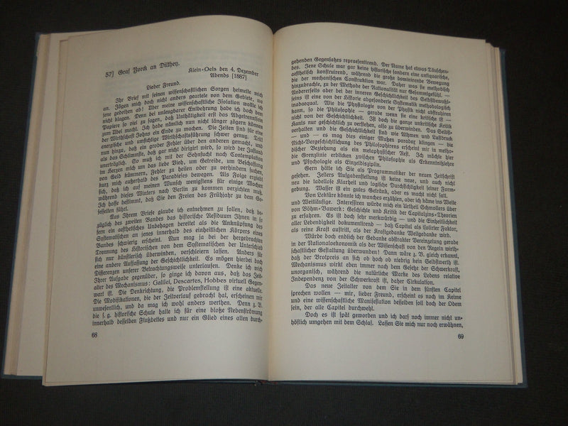 1923 BRIEFWECHSEL DILTHEY YORCK V. WARTENBURG GERMAN BOOK - KD 42