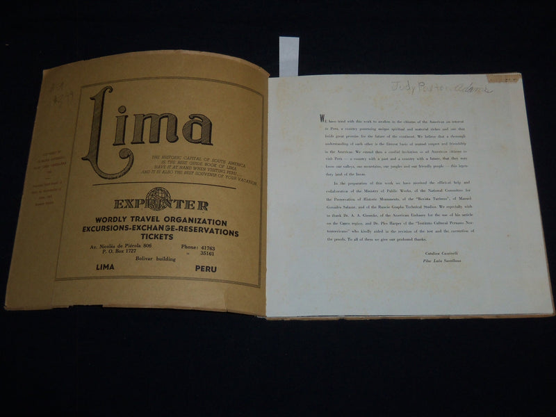 1942 LIMA THE HISTORIC CAPITAL OF SOUTH AMERICA BOOK - MAP - J 8683