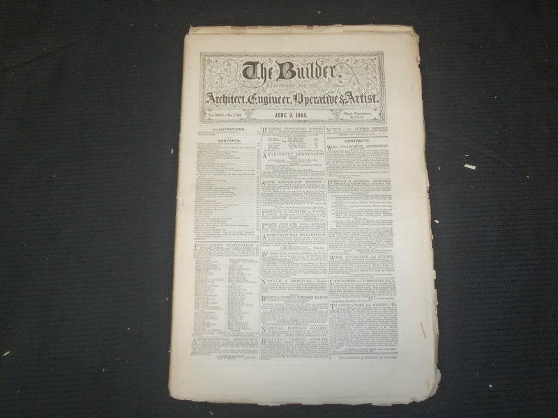 1865 JUNE 3 THE BUILDER ARCHITECT MAGAZINE - ILLUSTRATIONS - ST 415Q