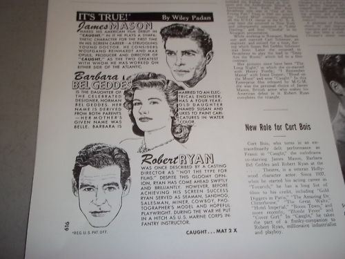 1949 CAUGHT MOVIE PRESS BOOK STARRING JAMES MASON & BARBARA BEL GEDDES - P 108