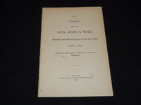 1895 MARCH 2 UNION LEAGUE CLUB ADDRESS BY JOHN S. WISE - SOFTCOVER - J 7503
