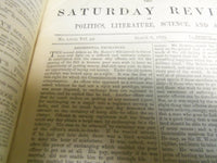 1875 SATURDAY REVIEW 2 BOUND VOLUMES - COMPLETE YR- PUBLISHED IN LONDON - R 1075