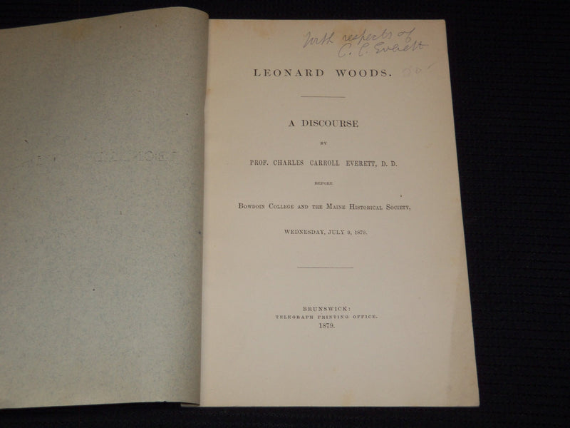 1879 LEONARD WOODS A DISCOURSE BOOK BY PROF. CHARLES EVERETT - J 7513