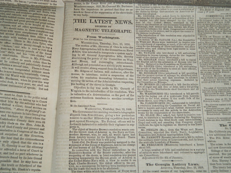 1858 DECEMBER 24 & 30 NEW YORK TRIBUNE NEWSPAPER LOT OF 2 - NP 4171