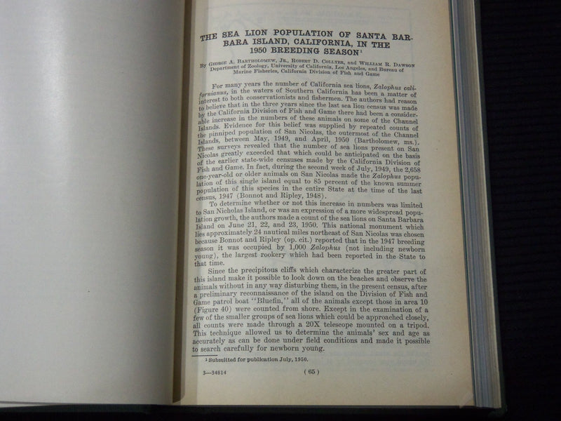1951 CALIFORNIA FISH AND GAME MAGAZINE BOUND VOLUME - KD 5730