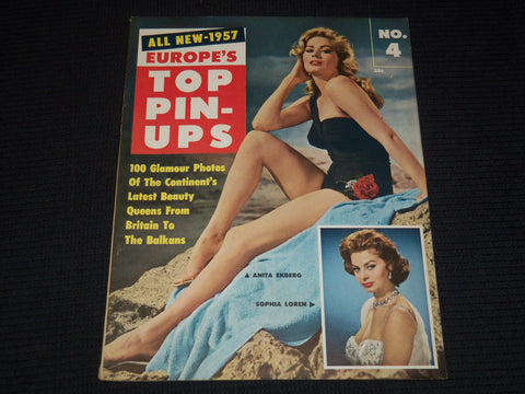1957 NO. 4 EUROPE'S TON PIN-UPS MAGAZINE - ANITA EKBERG & LOREN COVER - E 16129