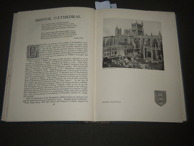 1926 CATHEDRALS HARDCOVER BOOK W/ 74 ILLUSTRATIONS - MAP - KD 4465