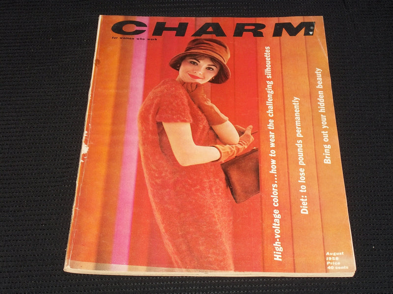 1958 AUGUST CHARM MAGAZINE VERY NICE FASHION FRONT COVER & CONTENT - E 2065