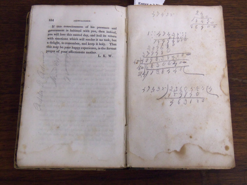 1847 A MOTHER'S PLEA FOR THE SABBATH BOOK BY MRS. LUCY WELLS - K 1284