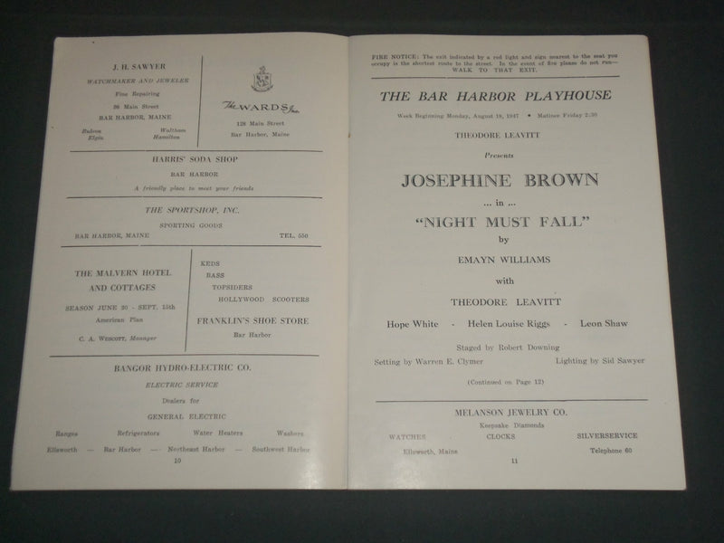 1947 THE BAR HARBOR PLAYBOYHOUSE PROGRAM LOT OF 3 - EDWARD HORTON - J 3970