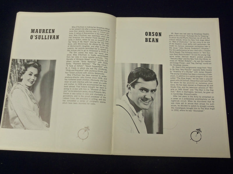 1960'S NEVER TOO LATE SOUVENIR SHOW PROGRAM - MAUREEN O'SULLIVAN - J 5002