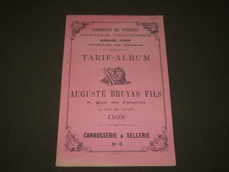1900'S AUGUSTE BRUYAS FILS TARIF-ALBUM FRENCH CATALOGUE - FR 1273