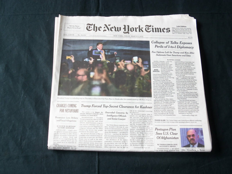 2019 MARCH 1 NEW YORK TIMES - COLLAPSE OF NORTH KOREA TALKS EXPOSES DIPLOMACY