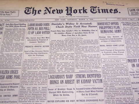 1934 MARCH 3 NEW YORK TIMES - STAVISKY WIDOW ARRESTED - NT 3983