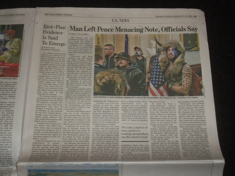 2021 JANUARY 16-17 THE WALL STREET JOURNAL -VIRUS VARIANT MOVING RAPIDLY IN U.S.