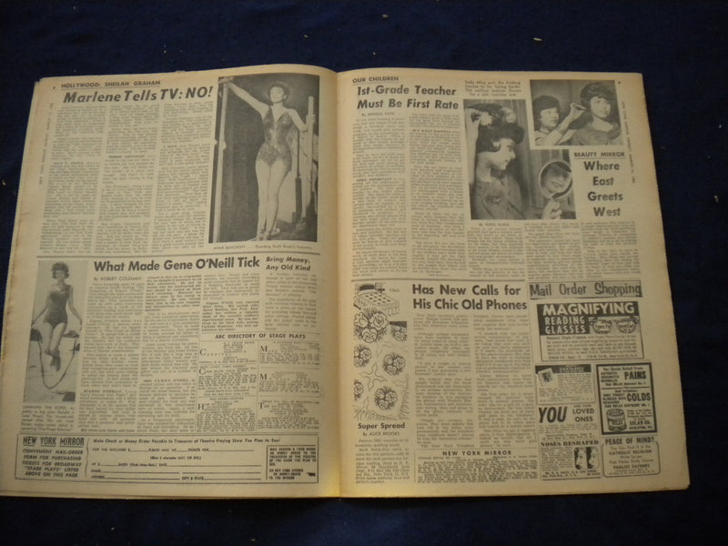 1962 MARCH 11 NEW YORK MIRROR NEWSPAPER - GIGI D'ALENE COVER PHOTO - NP 5998
