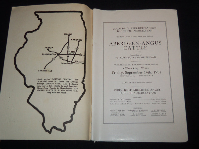 1951-1952 CORNBELT ANGUS BREEDERS FALL SALE CATALOG LOT OF 2 - ILLINOIS - J 9089