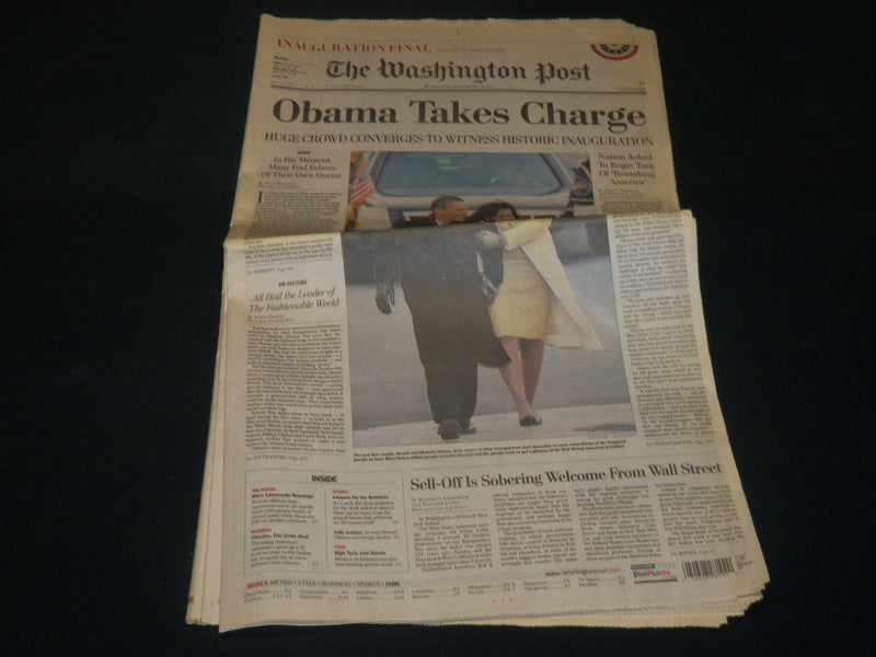 2009 JANUARY 21 WASHINGTON POST NEWSPAPER - OBAMA TAKES CHARGE - NP 4923