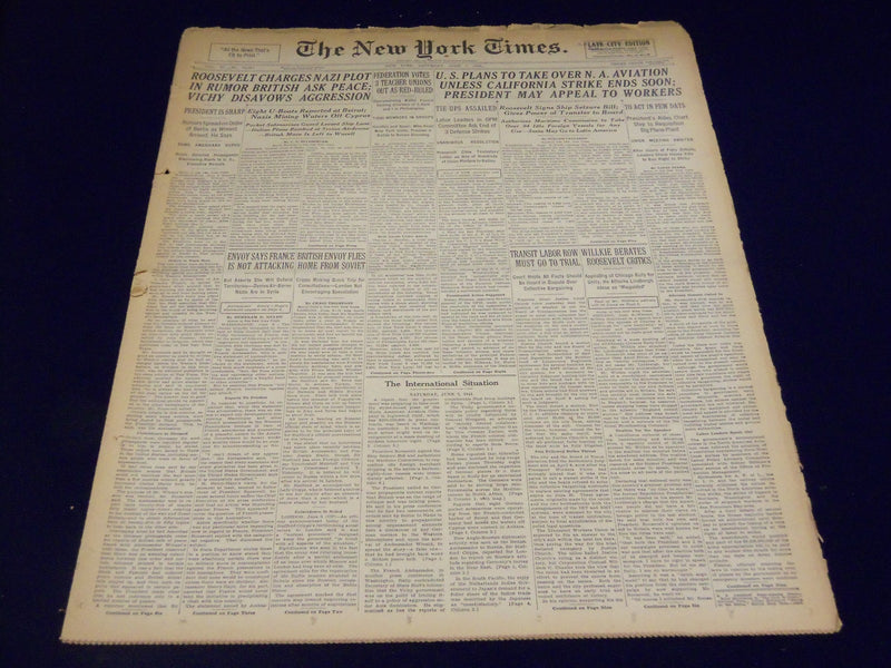 1941 JUNE 7 NEW YORK TIMES - U. S. PLANS TO TAKE OVER N. A. AVIATION - NT 1348