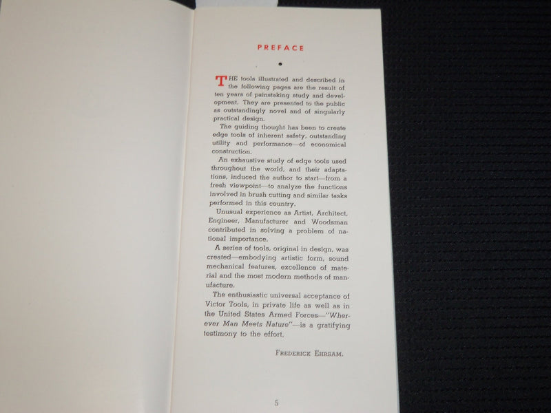 1944 THE VICTOR TOOL COMPANY MANUAL - WOODMAN - READING, PENNSYLVANIA - K 169