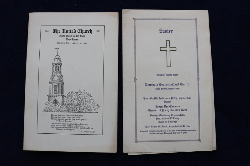 1905-1928 NEW HAVEN CHURCH PROGRAMS - LOT OF 10 - K 1542