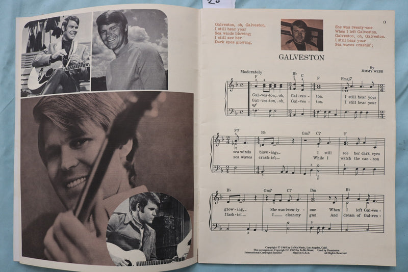1969 GLEN CAMPBELL PIANO ARRANGEMENTS SOFTCOVER BOOK BY JOHN BRIMHALL - K 3379