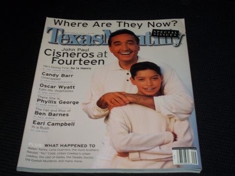 2001 SEPTEMBER TEXAS MONTHLY MAGAZINE - JOHN PAUL CISNEROS FRONT COVER - E 7594