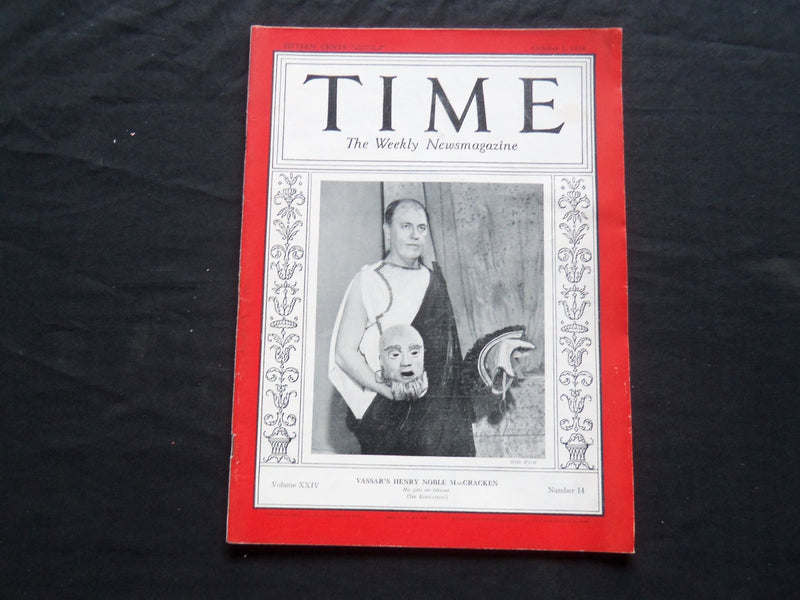 1934 OCTOBER 1 TIME MAGAZINE - VASSAR'S HENRY NOBLE MACCRACKEN - T 437
