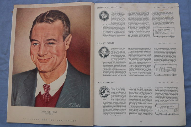1951 MUSICAL PORTRAITS OF FAMOUS AMERICANS - LOU GEHRIG - ABE LINCOLN - K 3152