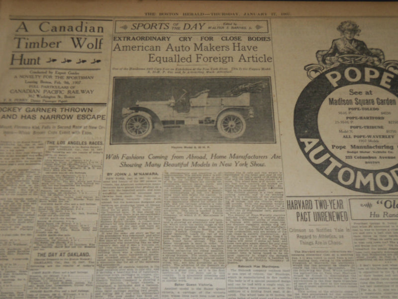 1907 JANUARY 17 THE BOSTON HERALD - 1000 KILLED 90,000 HOMELESS KINGSTON- BH 326