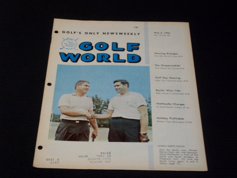 1966 MAY 6 GOLF WORLD MAGAZINE - HECK & WETTLAUFER FRONT COVER - E 7275