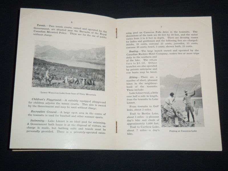 1930 WATERTON LAKES PARK POCKET GUIDE BOOK - NICE PHOTOS - J 8529