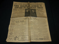 1936 DECEMBER 11-12 BOSTON HERALD NEWSPAPER LOT OF 2 - GEORGE VI - NP 4251M