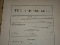 1908 JULY THE BRICKBUILDER MAGAZINE - AN ARCHITECTURAL MONTHLY - ST 258H