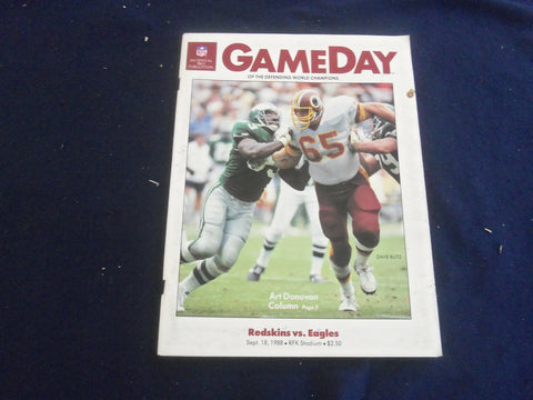 1988 SEP 18 GAMEDAY MAGAZINE- PHILADELPHIA EAGLES VS WASHINGTON REDSKINS- F 250K