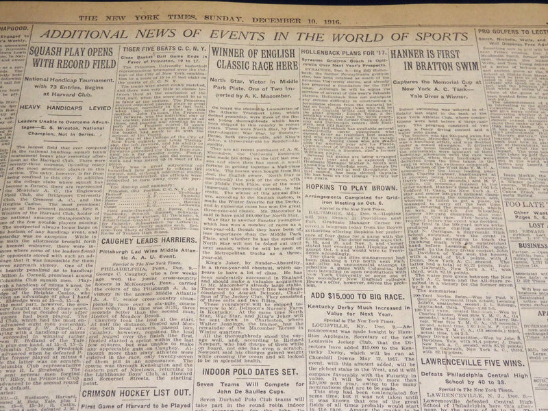 1916 DECEMBER 10 NEW YORK TIMES - DEAN GROSVENOR DIED IN GYMNASIUM - NT 8632