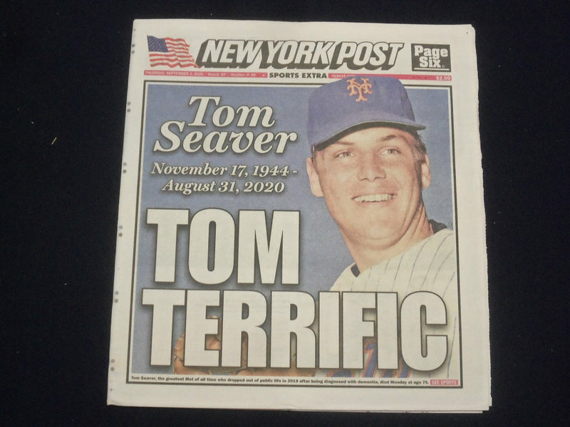 2020 SEPTEMBER 3 NEW YORK POST NEWSPAPER - TOM SEAVER DIED 1944-2020